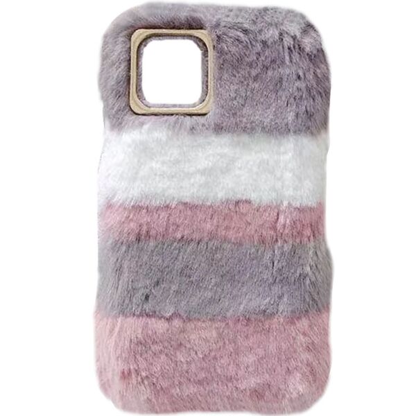 

Меховой чехол Furlover для Apple iPhone 12 Pro / 12 (6.1") Розово-серый