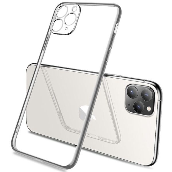 

Прозрачный силиконовый чехол глянцевая окантовка Full Camera для Apple iPhone 11 Pro Max (6.5") Серебряный
