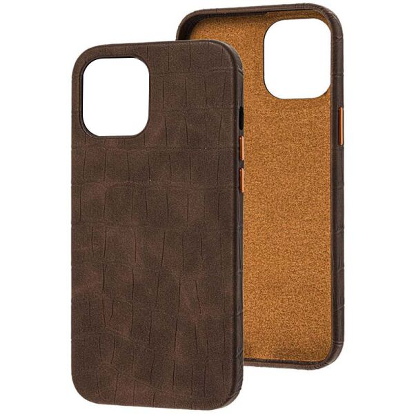 

Кожаный чехол Croco Leather для Apple iPhone 13 Pro (6.1") Brown