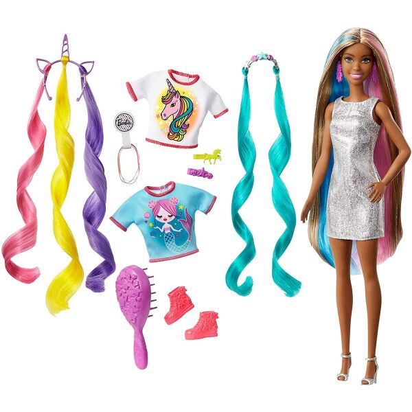 

Кукла Barbie Fantasy Hair Doll, Brunette Барби Фантазийные образы Русалка и Единорог (GHN05)