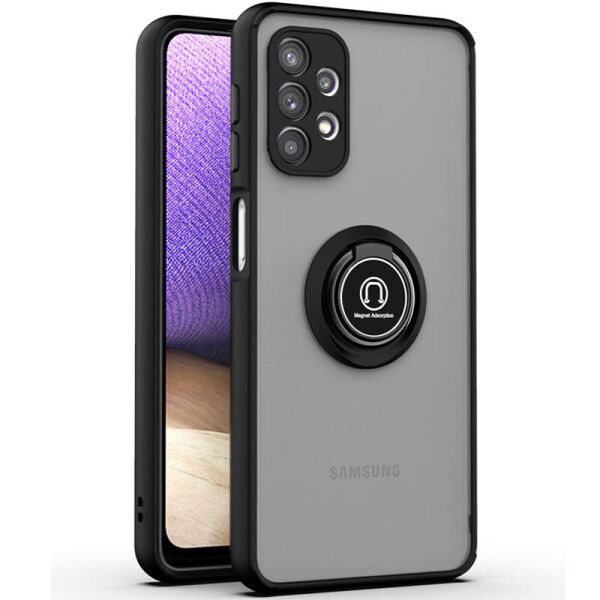 

TPU+PC чехол Crystal Ring 360 для Samsung Galaxy A72 4G / A72 5G Черный