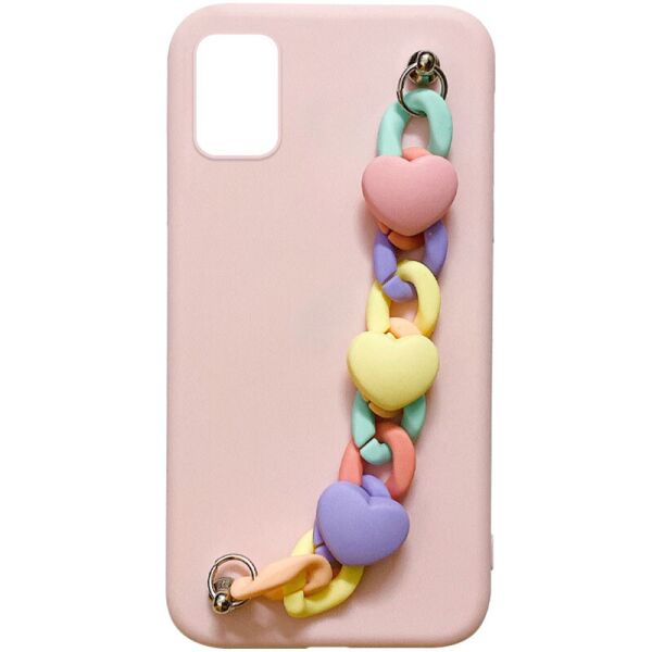 

Чехол Chained Heart c подвесной цепочкой для Samsung Galaxy A71 Pink Sand