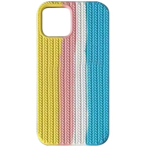 

Чехол Silicone case Full Braided для Apple iPhone 13 (6.1") Желтый / Голубой