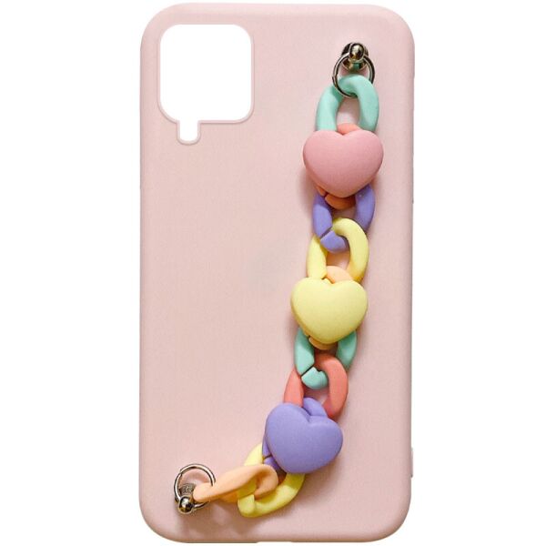 

Чехол Chained Heart c подвесной цепочкой для Samsung Galaxy A12 / M12 Pink Sand