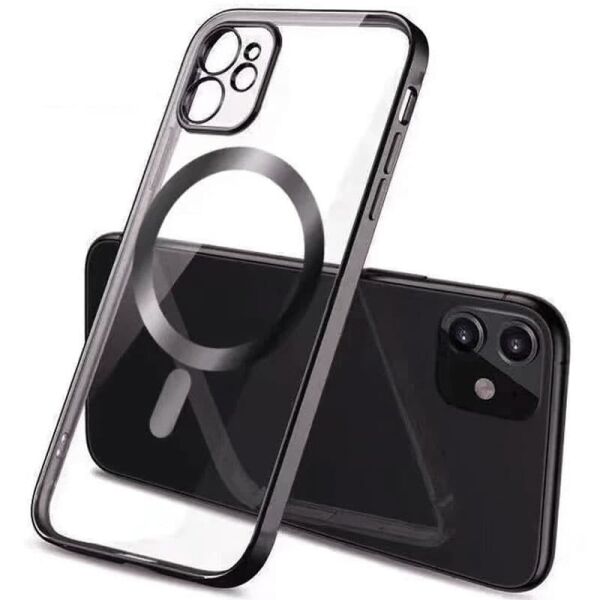 

TPU чехол Glossy Plating with Magnetic Safe для Apple iPhone 11 (6.1") Черный
