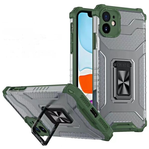 

Ударопрочный чехол Transformer CrystalRing для Apple iPhone 12 (6.1") Темно-зеленый