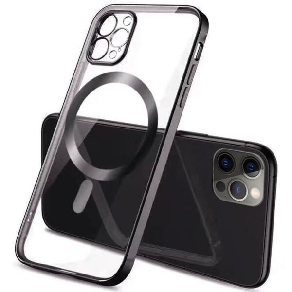 

TPU чехол Glossy Plating with Magnetic Safe для Apple iPhone 12 Pro (6.1") Черный