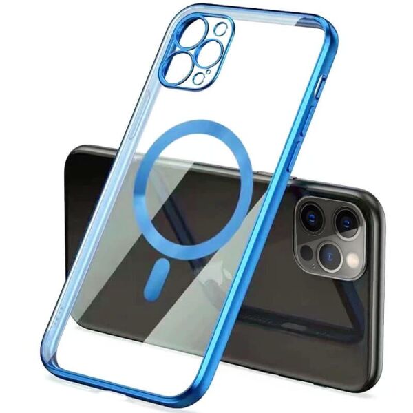 

TPU чехол Glossy Plating with Magnetic Safe для Apple iPhone 12 Pro (6.1") Голубой