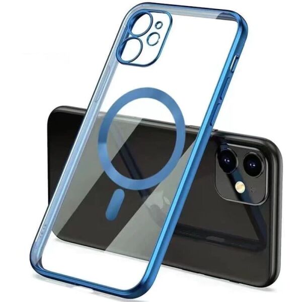 

TPU чехол Glossy Plating with Magnetic Safe для Apple iPhone 11 (6.1") Синий