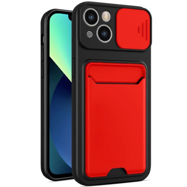 

TPU+PC чехол Card Holder для Samsung Galaxy A22 4G Красный