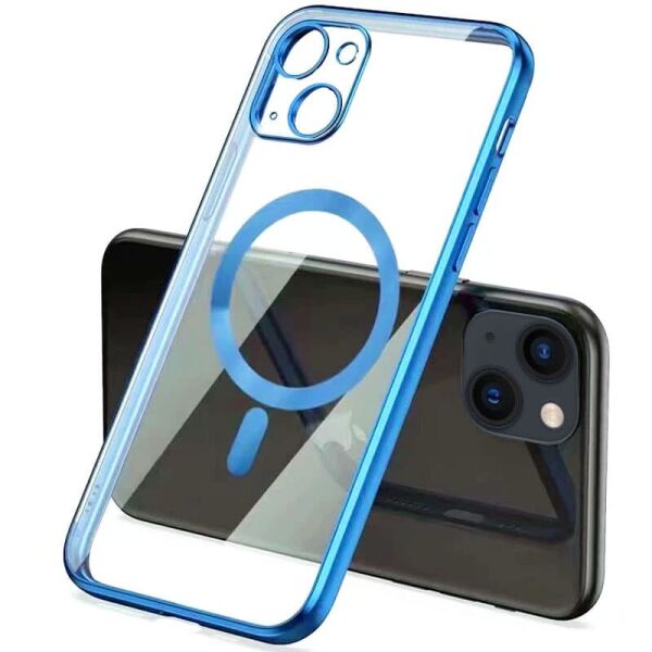 

TPU чехол Glossy Plating with Magnetic Safe для Apple iPhone 13 mini (5.4") Голубой
