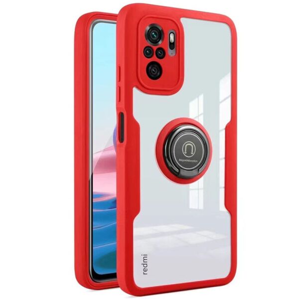 

TPU+PC чехол Crystal Ring 360 для Xiaomi Redmi Note 10 / Note 10s Красный