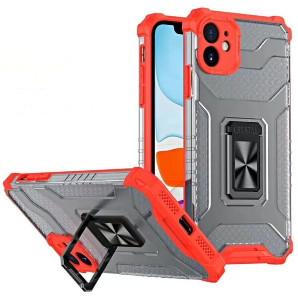 

Ударопрочный чехол Transformer CrystalRing для Apple iPhone 12 (6.1") Красный