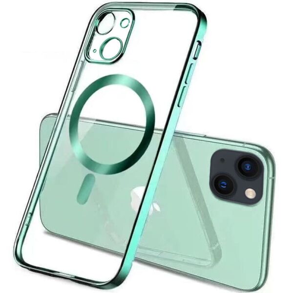 

TPU чехол Glossy Plating with Magnetic Safe для Apple iPhone 13 (6.1") Зеленый