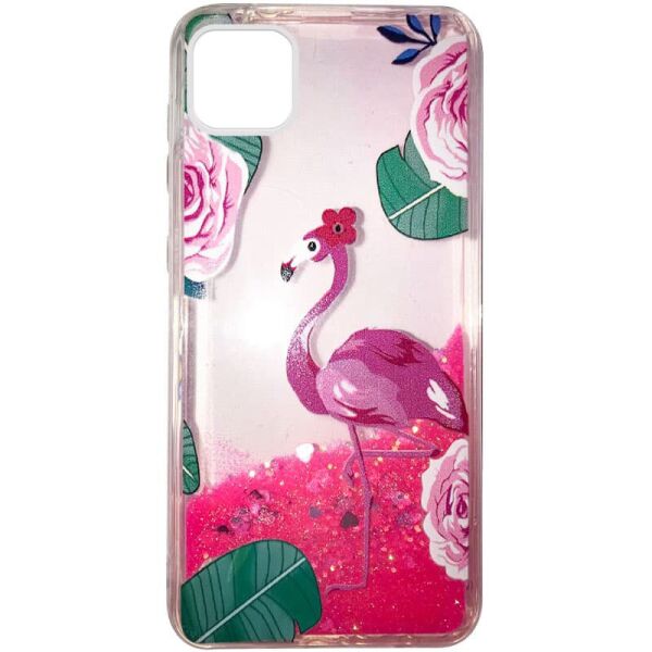

TPU чехол с переливающимися блестками для Samsung Galaxy A12 / M12 Фламинго / Розы