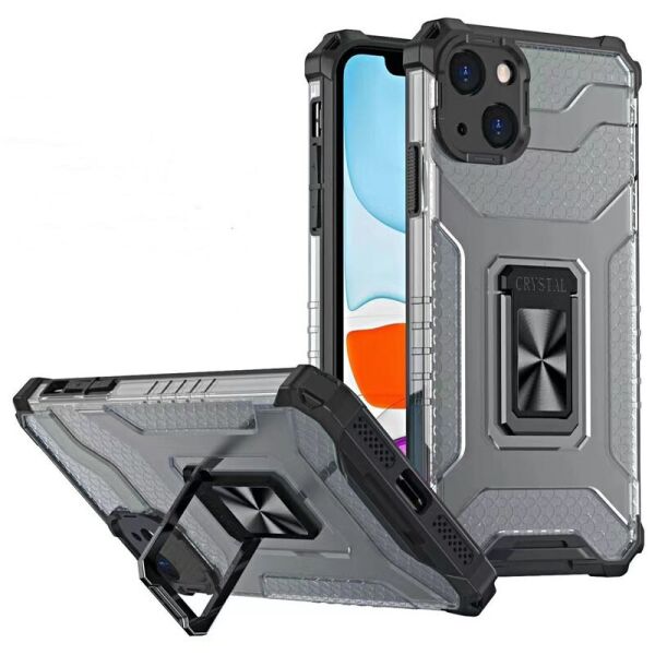 

Ударопрочный чехол Transformer CrystalRing для Apple iPhone 13 (6.1") Черный + Прозрачный / Черный
