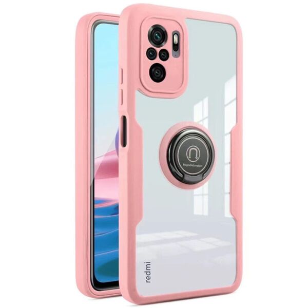 

TPU+PC чехол Crystal Ring 360 для Xiaomi Redmi Note 10 / Note 10s Розовый