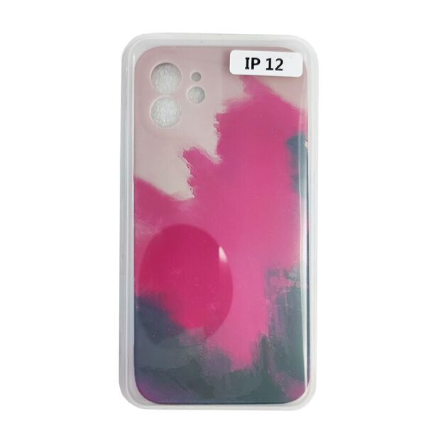 

Чехол Silicone Water Print iPhone 12 Mix Color Red