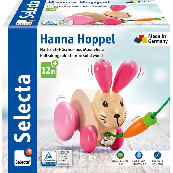 

Деревянная каталка Selecta Rabbit Hanna Hoppel, 13 см. Кролик (62023)