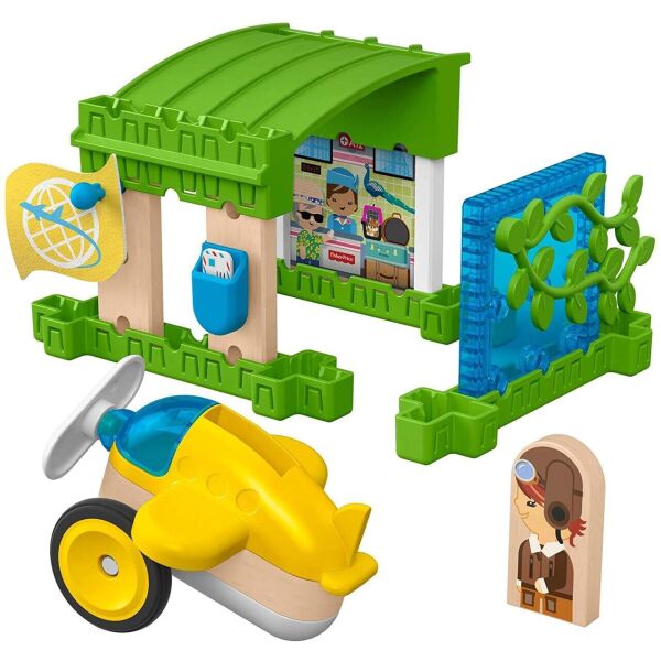 

Деревянный конструктор Fisher-Price Wonder Makers Airport Hanger 15 деталей (GLM43)