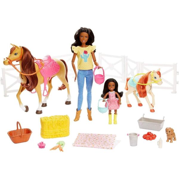 

Игровой набор Barbie Hugs N Horses Playset, Brunette (GLL82)