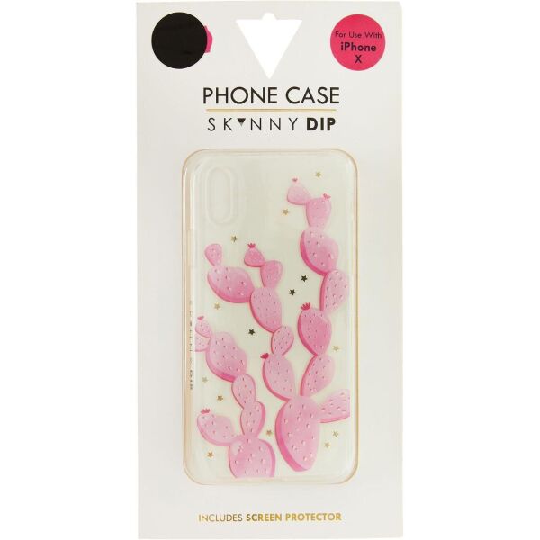 

Чехол накладка SKINNY DIP Clear & Pink Cactus для iPhone X / XS + защитное стекло