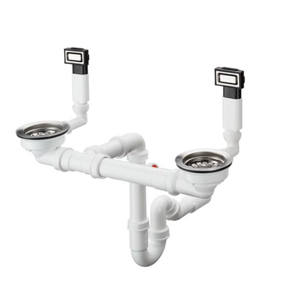 

Сифон Hansgrohe D15-10 с переливом для мойки из стали на две чаши Stainless Steel 43922800