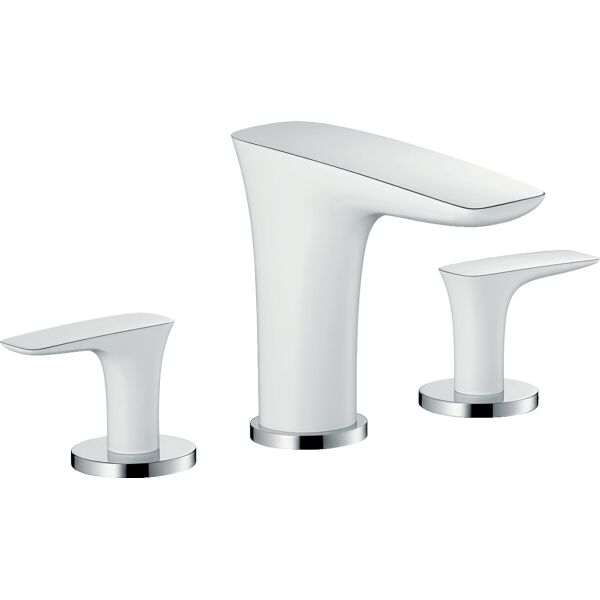 

Смеситель для раковины Hansgrohe PuraVida 100 на 3 отверстия, xром/белый 15073400