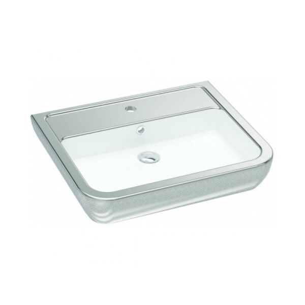 

Раковина IDEVIT Halley накладная, 600x450 мм, h110 мм, цвет белый/серебро 3201-0455-1201