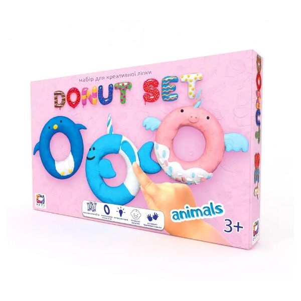 

Набор для лепки Moon Light Clay Donut Set ANIMALS легкий пластилин, в кор. 32*19*3см