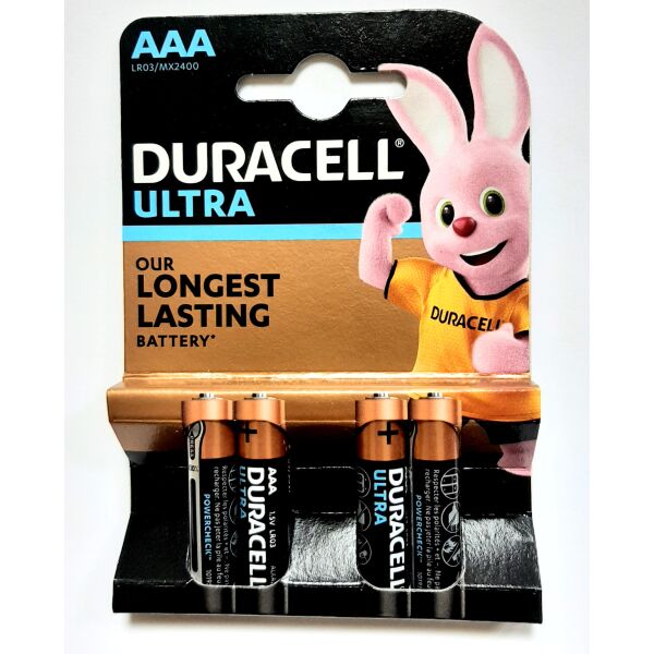 

Батарейка Duracell ULTRA(TURBO)LR03, ЦЕНА ЗА УП. 4ШТ, блистер