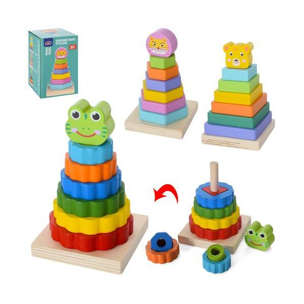 

Деревянная игрушка Пирамидка, 7 деталей, 3 вида, в кор. 9,5*15*9см (30шт)
