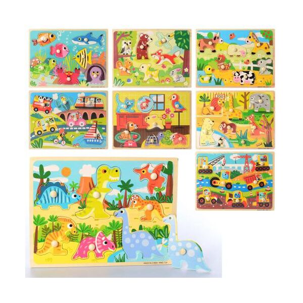 

Деревянная игрушка Рамка-вкладыш с ручкой, 8 видов, пак. 30*22,5*2см (100шт)