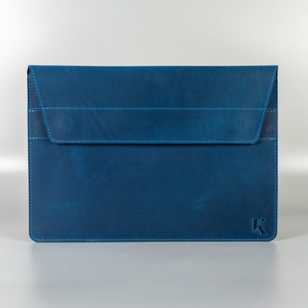 

Кожаный чехол для MacBook Pro 14". Кейс из натуральной кожи для Макбука Про синий винтажный