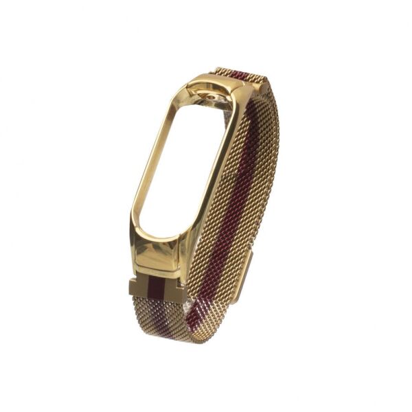 

Ремешок для фитнеса браслета Mi Band 3/4 Milanese Loop Gold-Red