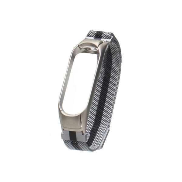 

Ремешок для фитнеса браслета Mi Band 3/4 Milanese Loop Gray-Black