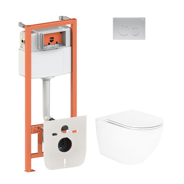 

Набор Qtap инсталляция 4 в 1 с панелью смыва Nest (QT0133M425 + QT0111M11111SAT) + унитаз с сиденьем Robin QT13332141ERW