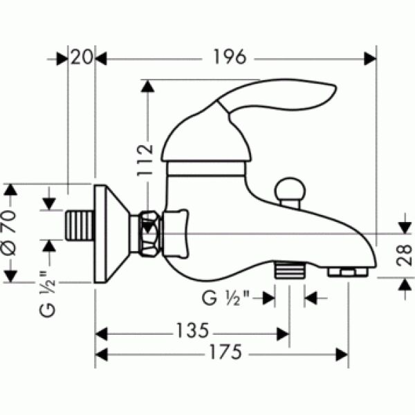 

Смеситель для ванны HANSGROHE AXOR AZZUR 34400520