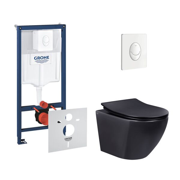 

Набор инсталляция 4 в 1 Grohe Rapid SL 38722001 + унитаз с сиденьем Qtap Robin QT1333046ERMB