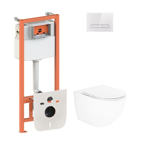 

Набор Qtap инсталляция 4 в 1 с панелью смыва Nest (QT0133M425 + QT0111V1105GW) + унитаз с сиденьем Robin QT13332141ERW