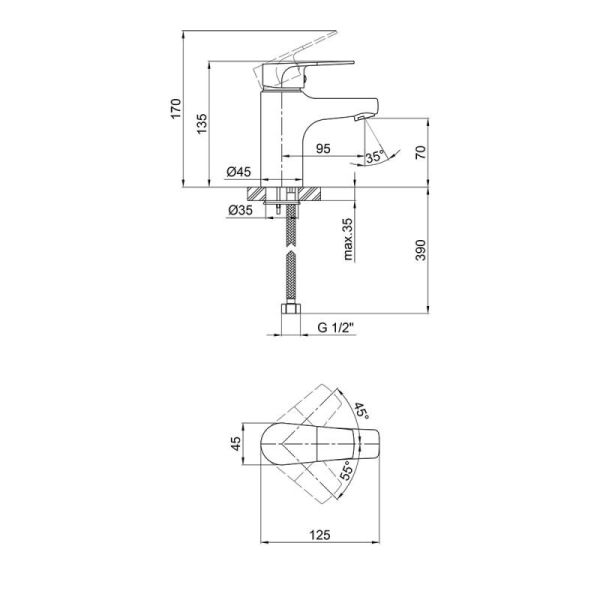 

Смеситель для умывальника IBERGRIF SQUARE M11022W (IB0030)