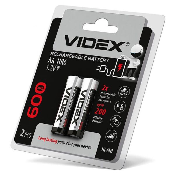 

Акумулятори Videx HR6 / AA 600mAh double blister/2шт