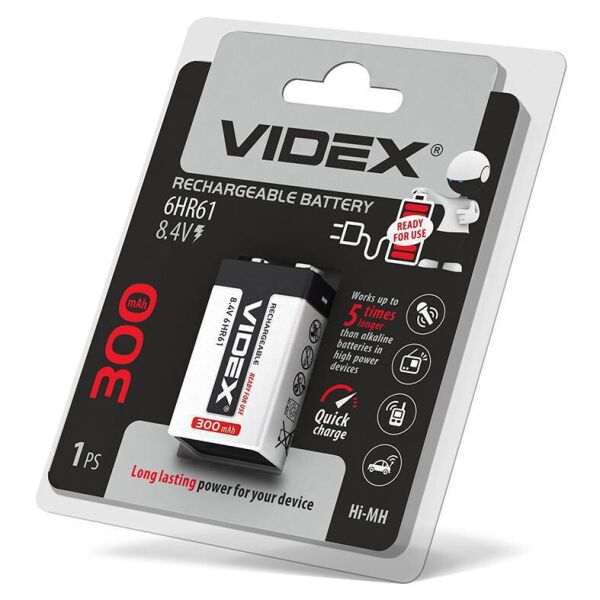 

Акумулятори Videx 6HR61 300mAh blister/1шт