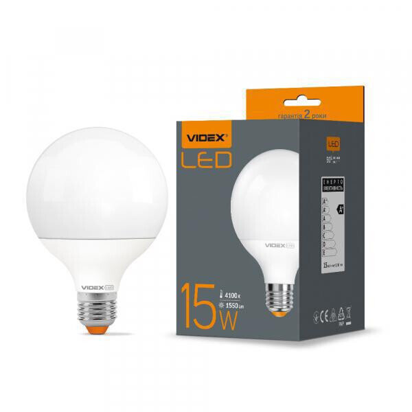 

LED лампа VIDEX G95e 15W E27 4100K