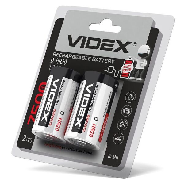 

Акумулятори Videx HR20/D 7500mAh double blister/2шт