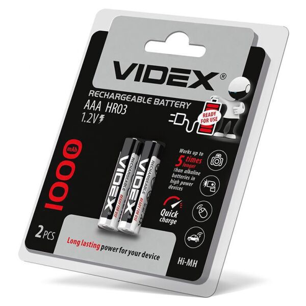 

Акумулятори Videx HR03/AAA 1000mAh double blister/2шт