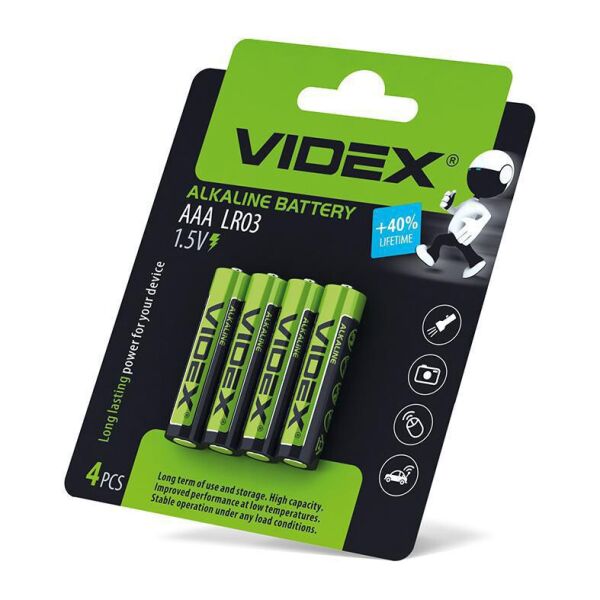 

Батарейка лужна Videx LR03/AAA 4шт Blister Card