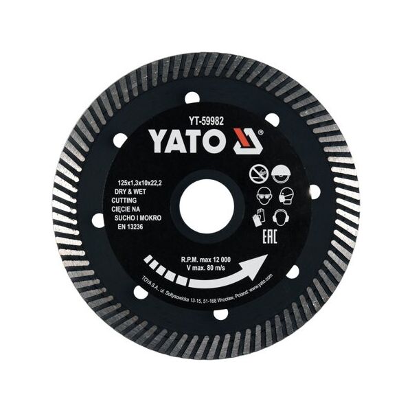 

Диск отрезной Yato 125x1.3x10x22.2мм (YT-59982)
