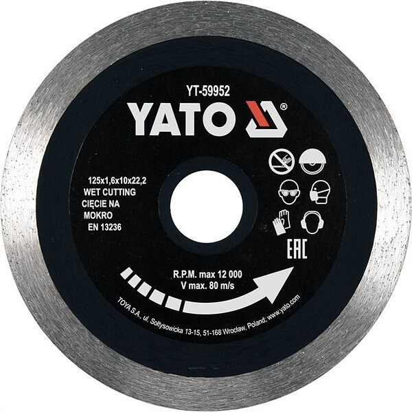 

Диск отрезной Yato 125x1.6x10x22.2 мм (YT-59952)