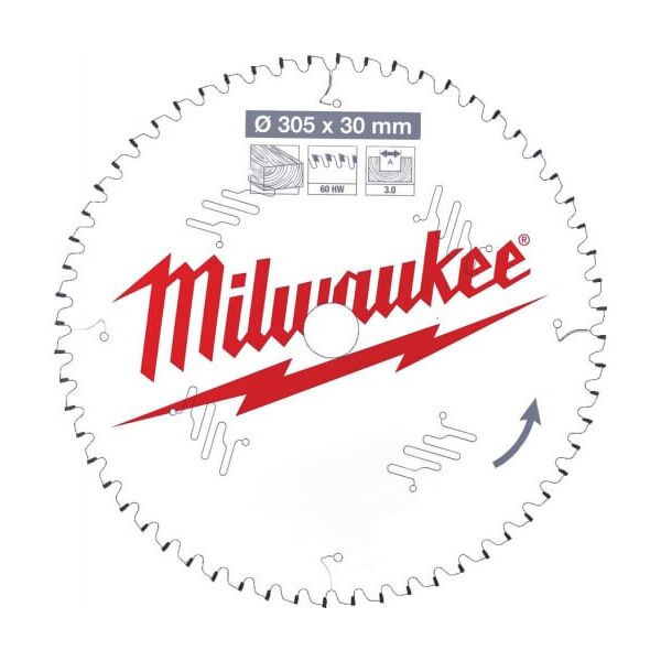 

Диск пильный по дереву (305x30x3 мм; 60Z) для торцовочной пилы Milwaukee 4932471321